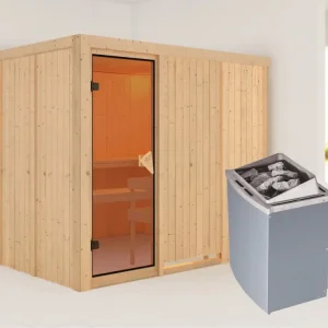 Systeemsauna Gobin kompleet transparente gebronsde glazen deur, incl. 9kW saunakachel int. besturing Beste Prijs
