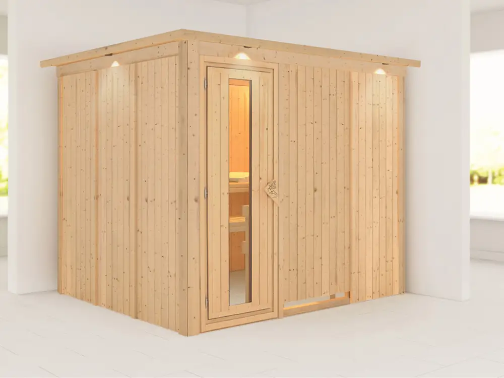 Systeemsauna Gobin met dakkraag, houten deur met geïsoleerd glas Shop Nu