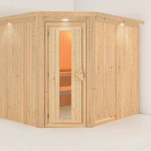 Systeemsauna Malin met dakkraag, houten deur met geïsoleerd glas Nieuw