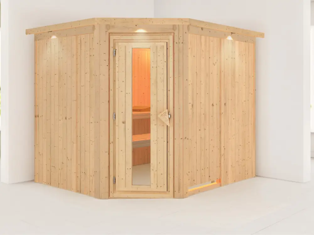 Systeemsauna Malin met dakkraag, houten deur met geïsoleerd glas Nieuw