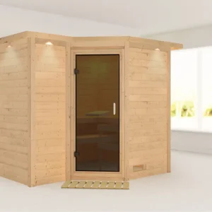 Beste Prijs Massieve sauna Sahib 2 met dakkraag, grafiet glazen deur