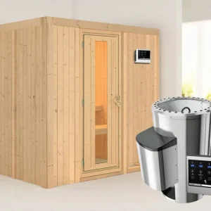 Systeemsauna Daria energiebesparende deur + Plug & Play saunakachel met ext. besturing Korting