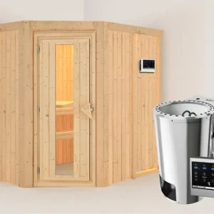 Systeemsauna Saja energiebesparende deur + Plug & Play Bio-kachel met ext. besturing Aanbieding