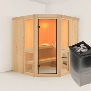 Sauna Amelia 2 Set met 9 kW kachel en geïntegreerde besturing Weekendaanbieding