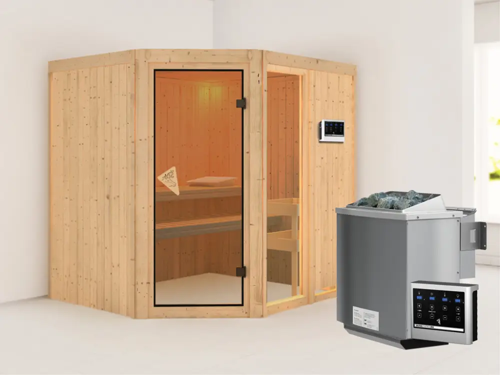 Systeemsauna Fiona 2 incl. 9 kW Bio-Combi-kachel ext. besturing Beperkte Voorraad