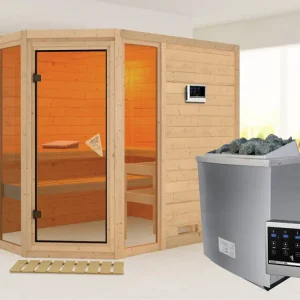 Flitsaanbieding Massieve sauna Sinai 3 incl. 9 kW saunakachel ext. besturing