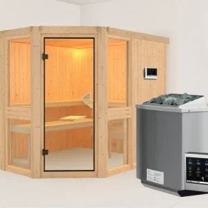 Systeemsauna Amelia 3 incl. 9 kW Bio-Combi-kachel ext. besturing Populair