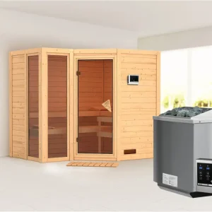 Dagaanbieding Massieve sauna Amara incl. 9 kW Bio-Combi-kachel ext. besturing
