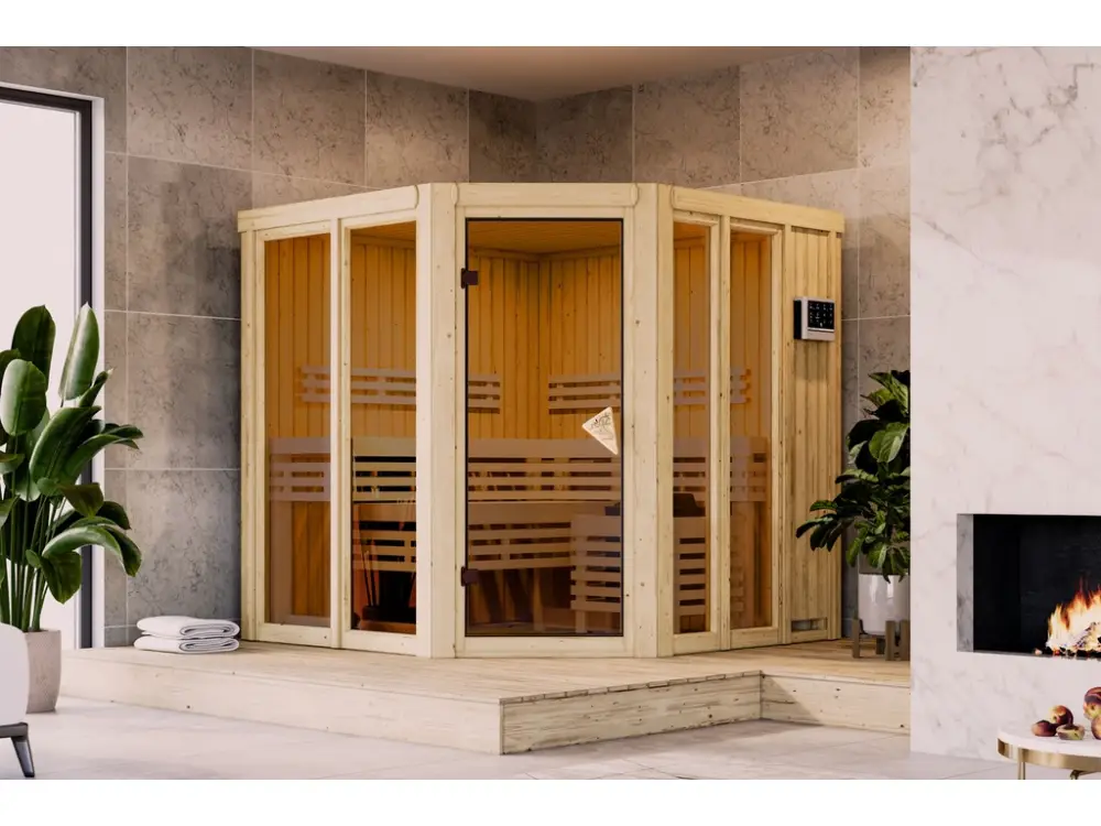 Merkproduct Binnensauna Airi met bio-combikachel en externe besturing, 9 kW