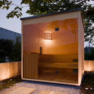 Tuinsauna Lilly naturel SPARSET 9 kW kachel en interne bediening. Favoriet