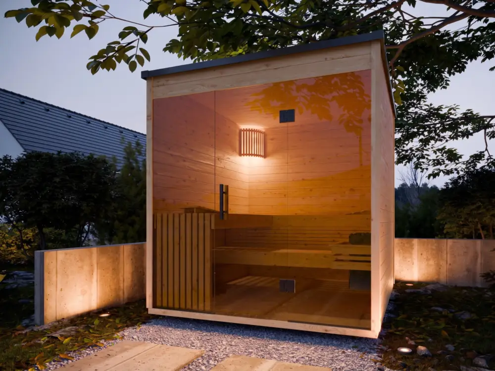 Tuinsauna Lilly naturel SPARSET 9 kW kachel en interne bediening. Favoriet