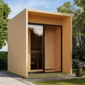 Bestseller Karibu saunahuisje Nero 1, 73 mm, natuurlijke afwerking