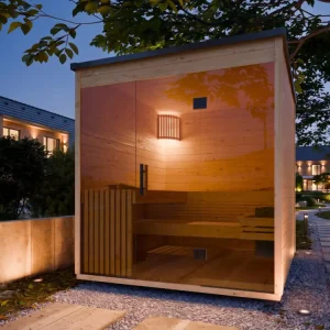 Tuinsauna Lilly naturel SPARSET 9 kW kachel en externe bediening. Snelle Levering