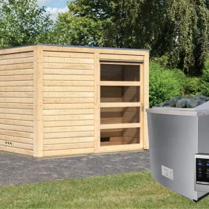Saunahuis Cuben 38 mm blank hout incl. 9 kW saunakachel ext. besturing Shop Nu