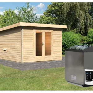 Saunahuis Mainburg 1 blank hout 38 mm incl. Bio-Combi-kachel 9 kW + ext. besturing Shop Nu