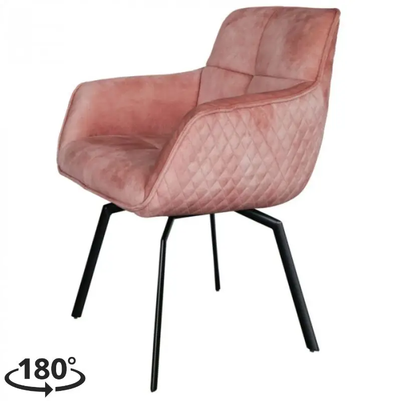 Eetkamerstoel - Peter - Draaibaar - stof Velours Adore rose Direct Beschikbaar