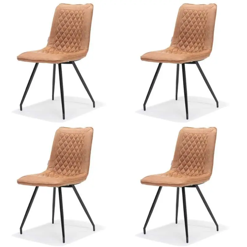 Eetkamerstoel - Brescia - lederlook Soft cognac (4 stuks) Lage Prijs