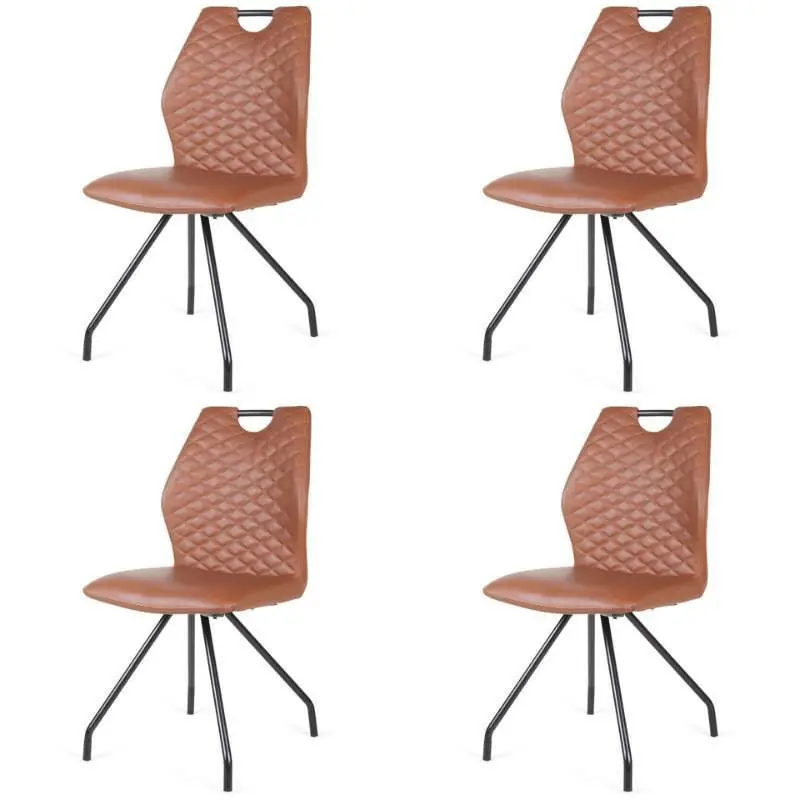 Koop Vandaag Eetkamerstoel - Carlos - leer Vintage cognac (4 stuks)