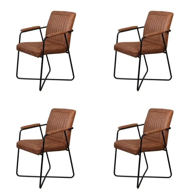 Eetkamerstoel - Henry - lederlook Soft cognac (4 stuks) Actieprijs