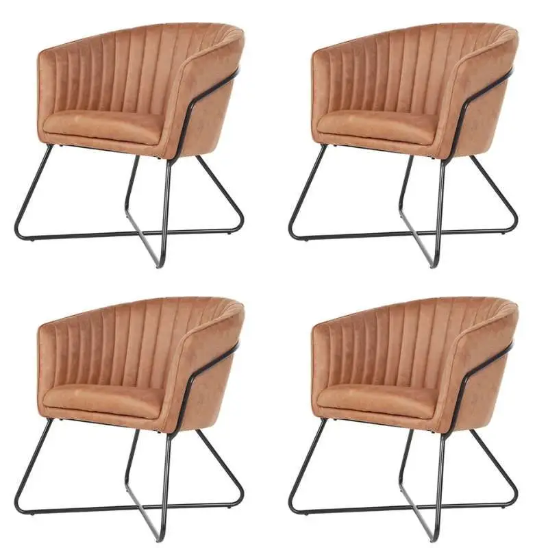 Eetkamerstoel - Nova - lederlook Soft cognac (4 stuks) Hete Deal