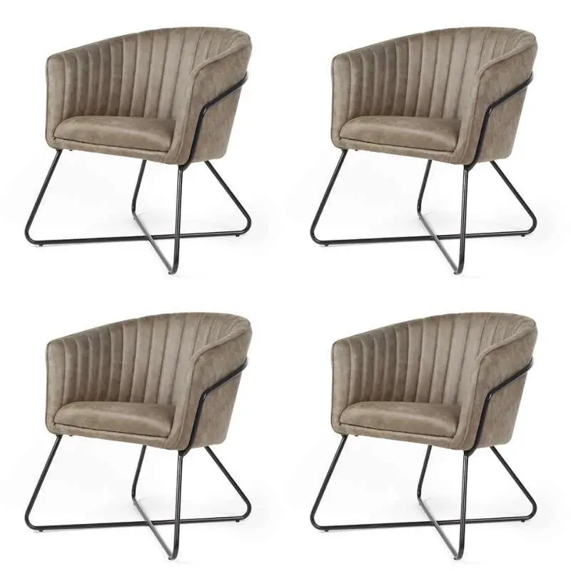 Snelle Levering Eetkamerstoel - Nova - lederlook Soft groen (4 stuks)