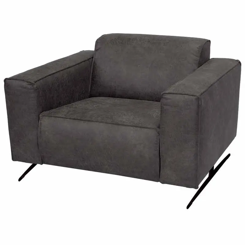 Snelle Levering Fauteuil - Lambada - leer Hunter grijs 104