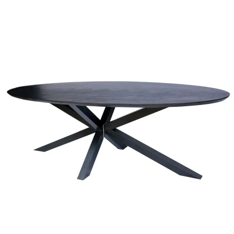 Eettafelblad ovaal eiken fineer zwart - 240 x 120 x 4 cm Koopje