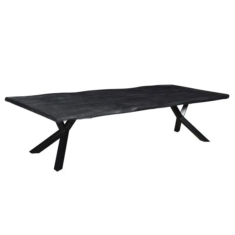 Favoriet Boomstamtafel massief Mango zwart - 260 x 100 x 78 cm - Bladdikte 4,0 cm - Y-poten
