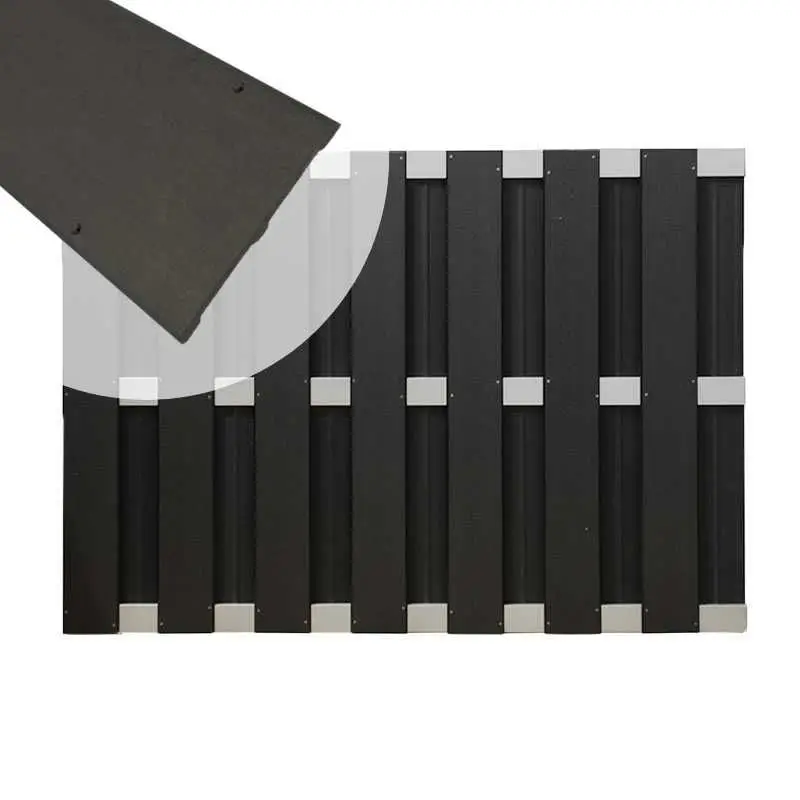 Gratis Retour Schutting composiet Bari antraciet met blank aluminium frame (180 x 123 cm)