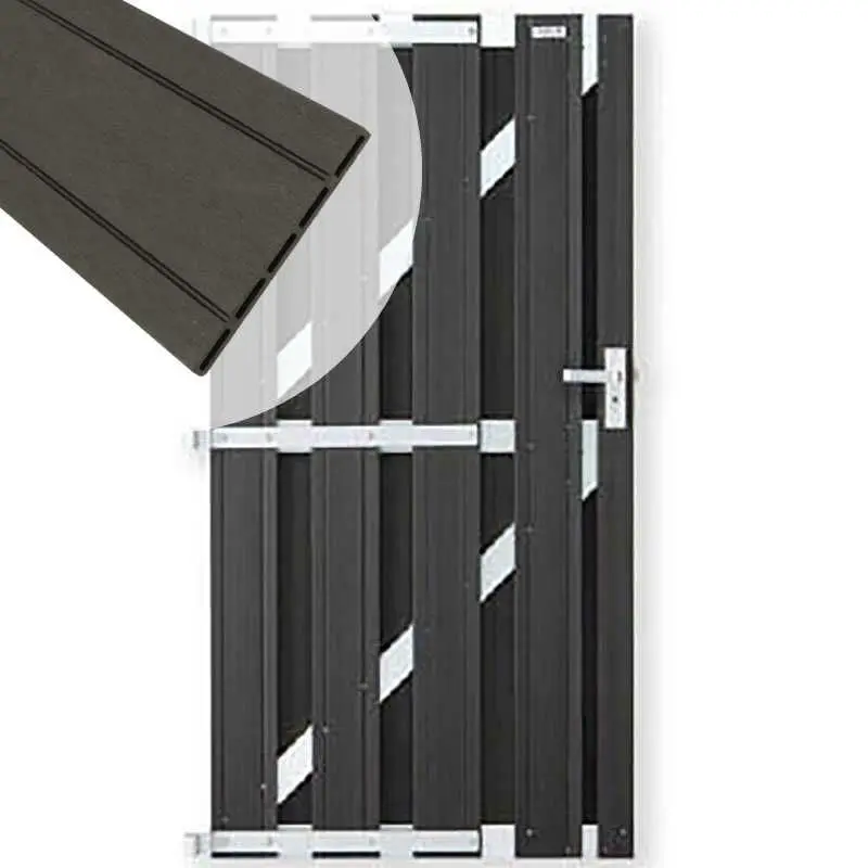 Direct Verzonden Tuindeur composiet Stijl antraciet met blank alu frame incl. hang&sluitwerk (90 x 180 cm)