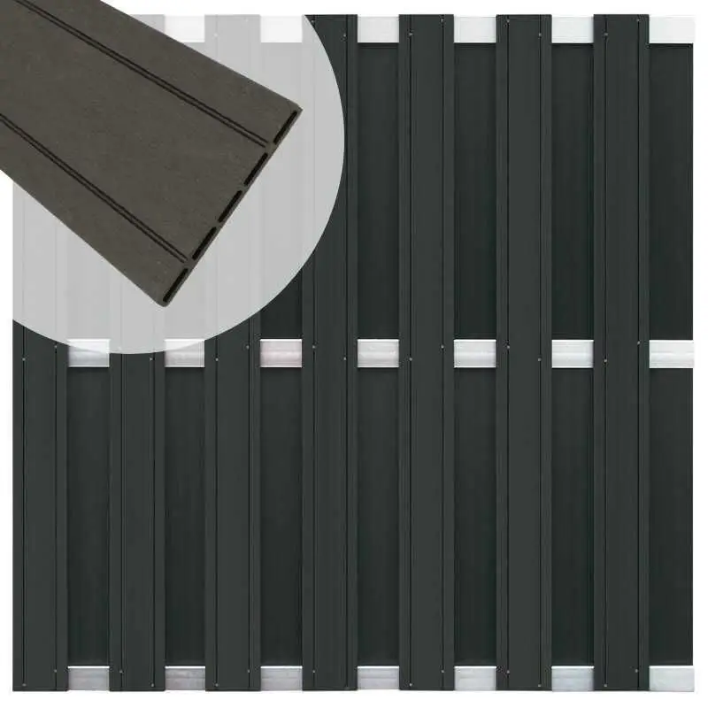 Schutting composiet Stijl antraciet met blank aluminium frame (180 x 180 cm) Tijdelijk Beschikbaar