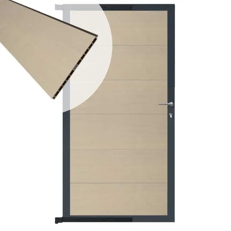 Tuindeur composiet Como beige met antraciet alu kader (90 x 180 cm) Meest Verkocht