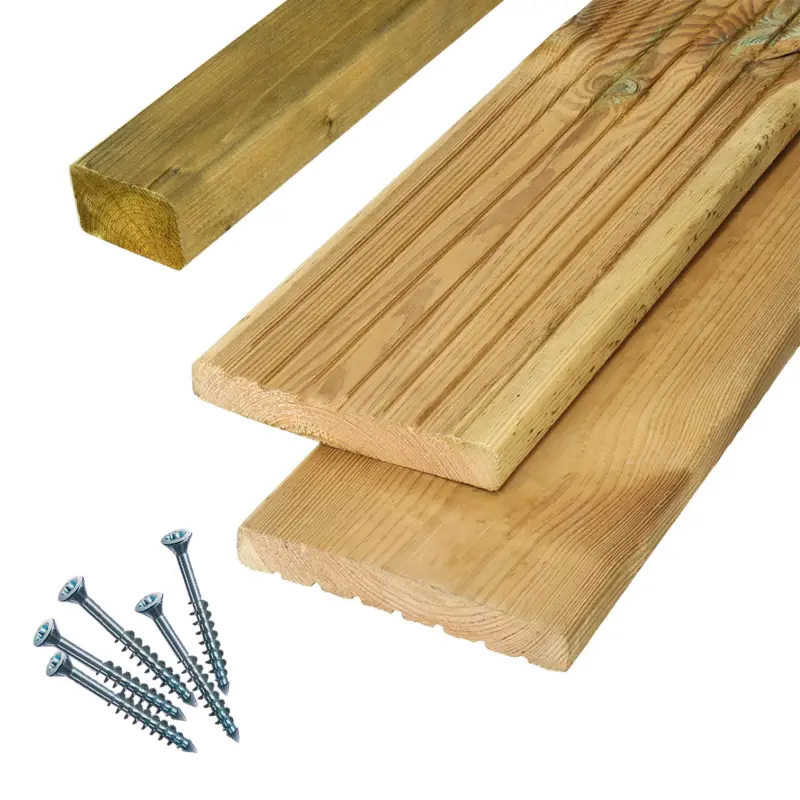 Vlonderplank totaalpakket geïmpregneerd Grenen licht groen 2,1 x 14,5 cm (2,00 mtr) groef/vlak Aanbieding