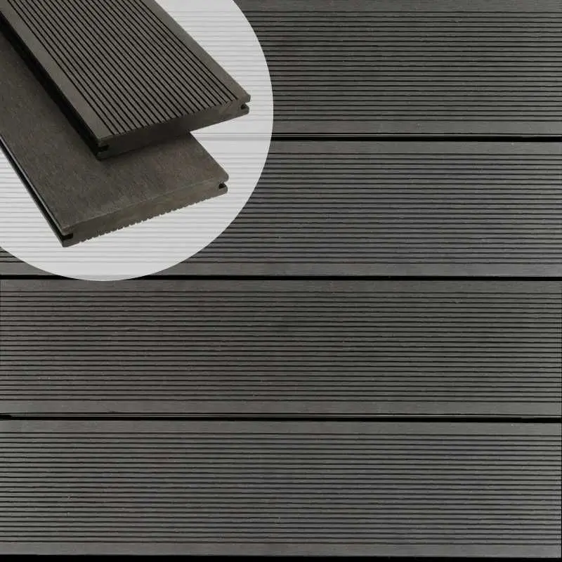 Meest Verkocht Vlonderplank composiet massief 1,9 x 14 cm antraciet grove ribbel/vlak (3 mtr)