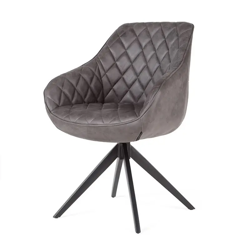 Eetkamerstoel - Collins - lederlook Soft antraciet Speciale Aanbieding