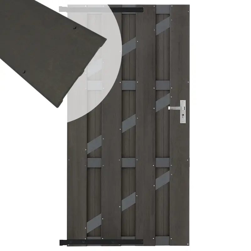 Express Levering Tuindeur composiet Bari antraciet met antraciet alu frame incl. beslag(100 x 180 cm)