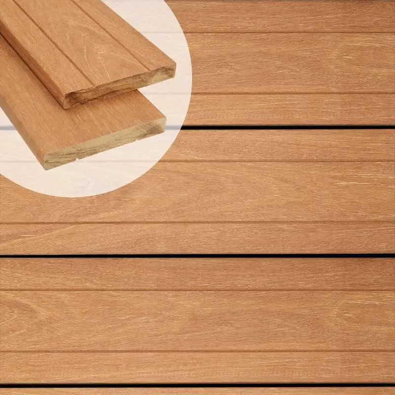 Koopje Vlonderplank hardhout Bankirai 2,8 x 19 cm (4,90 mtr) groef/vlak