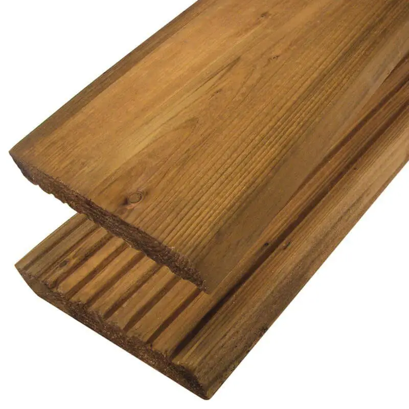 Finale Uitverkoop Vlonderplank geïmpregneerd Vuren bruin 2,8 x 14,5 cm (3,60 mtr) groef/vlak