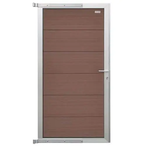 Tuindeur composiet Forte Bruin incl. slot en blank aluminium kader (90 x 180 cm) Premium