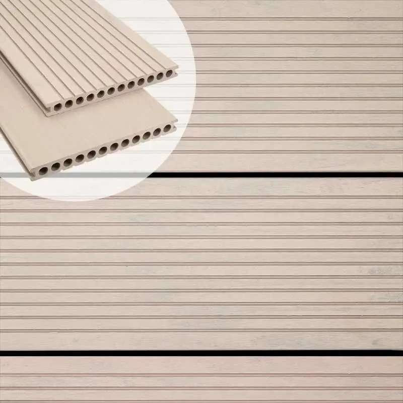 Vlonderplank composiet semi massief 2,5 x 25 cm - XXL steengrijs gevlamd(4 mtr) grove ribbel en geborsteld Rechtstreeks Van De Fabrikant