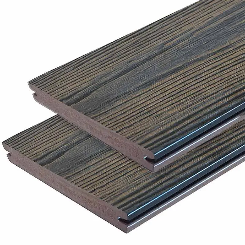Flitsaanbieding Vlonderplank composiet massief 2,4 x 19 cm driftwood dark schorsmotief (4 mtr)