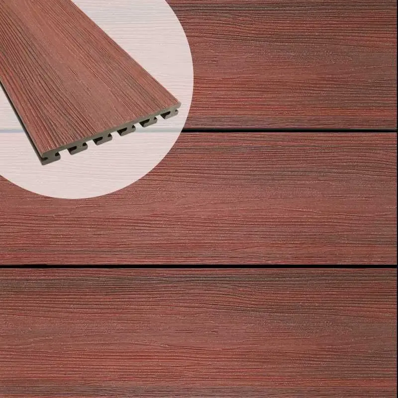 Snelle Levering Vlonderplank composiet semi massief 2,5 x 21 cm Padoek (rood) vlak/schorsmotief