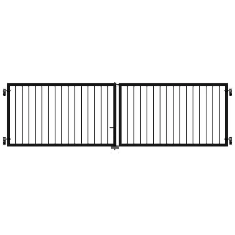 Dubbele tuinpoort met stalen spijlen zwart 300 x 85 cm Koop Online