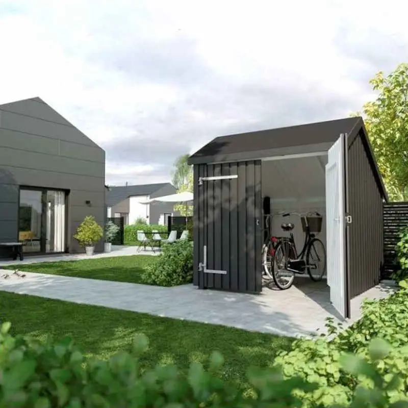 Gratis Retour Berging met dubbele deur 5,7 m2 onbehandeld compleet 248 x 229 x 250 cm - Type C