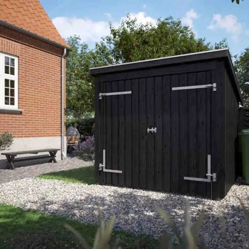 Exclusieve Aanbieding Gesloten berging dubbele deur 5 m2 onbehandeld compleet 218 x 229 x 220 cm - Type C