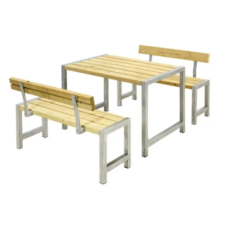 Tijdelijk Beschikbaar Tuinset vuren Café - Hout & Staal geïmpregneerd 2 rugleuningen - 185 x 127 x 75 cm