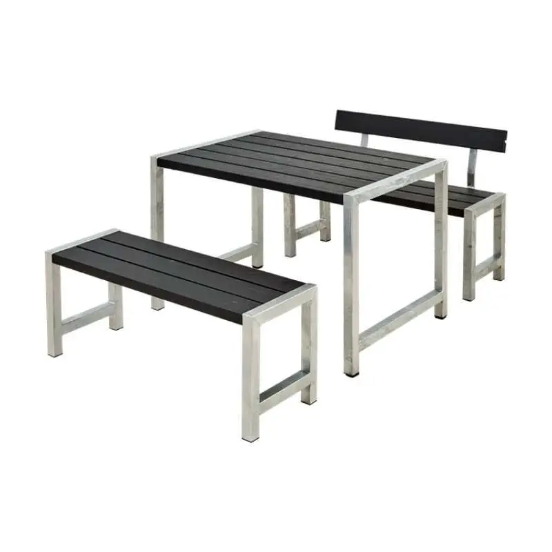 Weekendaanbieding Tuinset vuren Café - Hout & Staal gegrond zwart 1 rugleuning - 185 x 127 x 75 cm