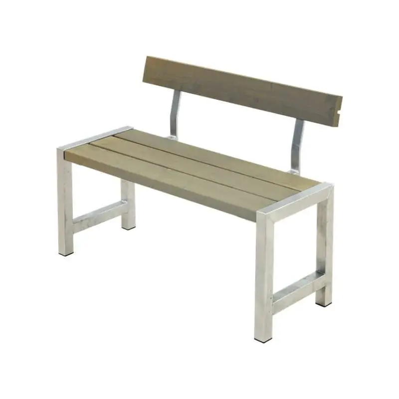 Favoriet Tuinbank vuren Café - Hout & Staal gegrond grijsbruin met rugleuning - 50 x 127 x 75 cm