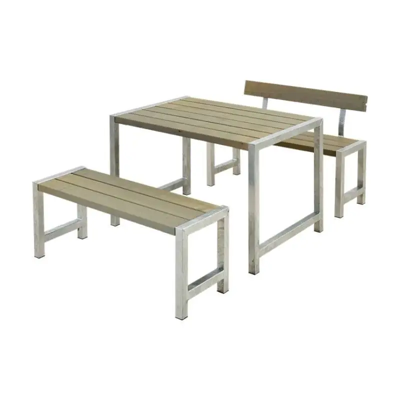 Beste Prijs Tuinset vuren Café - Hout & Staal gegrond grijsbruin 1 rugleuning - 185 x 127 x 75 cm