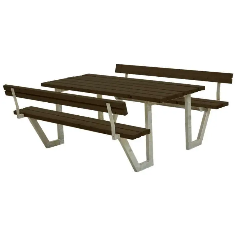 Voordeelprijs Picknicktafel vuren gegrond zwart - Wega 2 rugleuning 185 x 177 x 76 cm